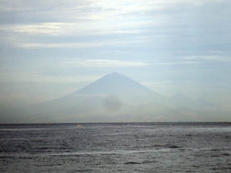 Mt Agung in Bali seen from the beach
